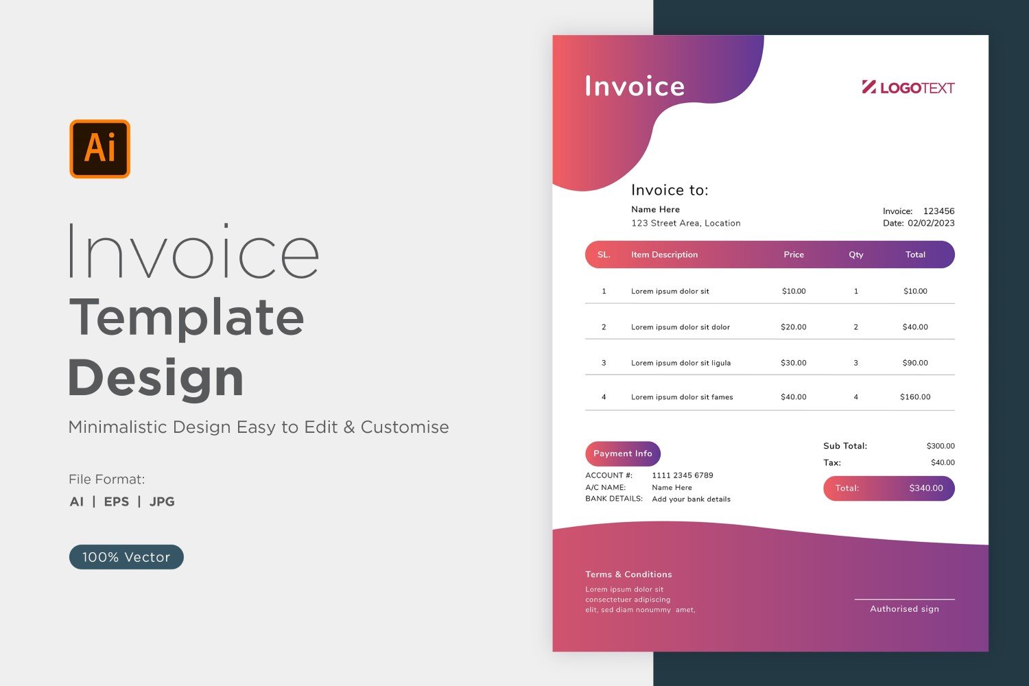 Template #320843 Invoice Design Webdesign Template - Logo template Preview