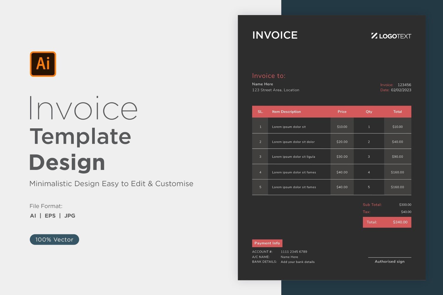 Template #320869 Invoice Design Webdesign Template - Logo template Preview