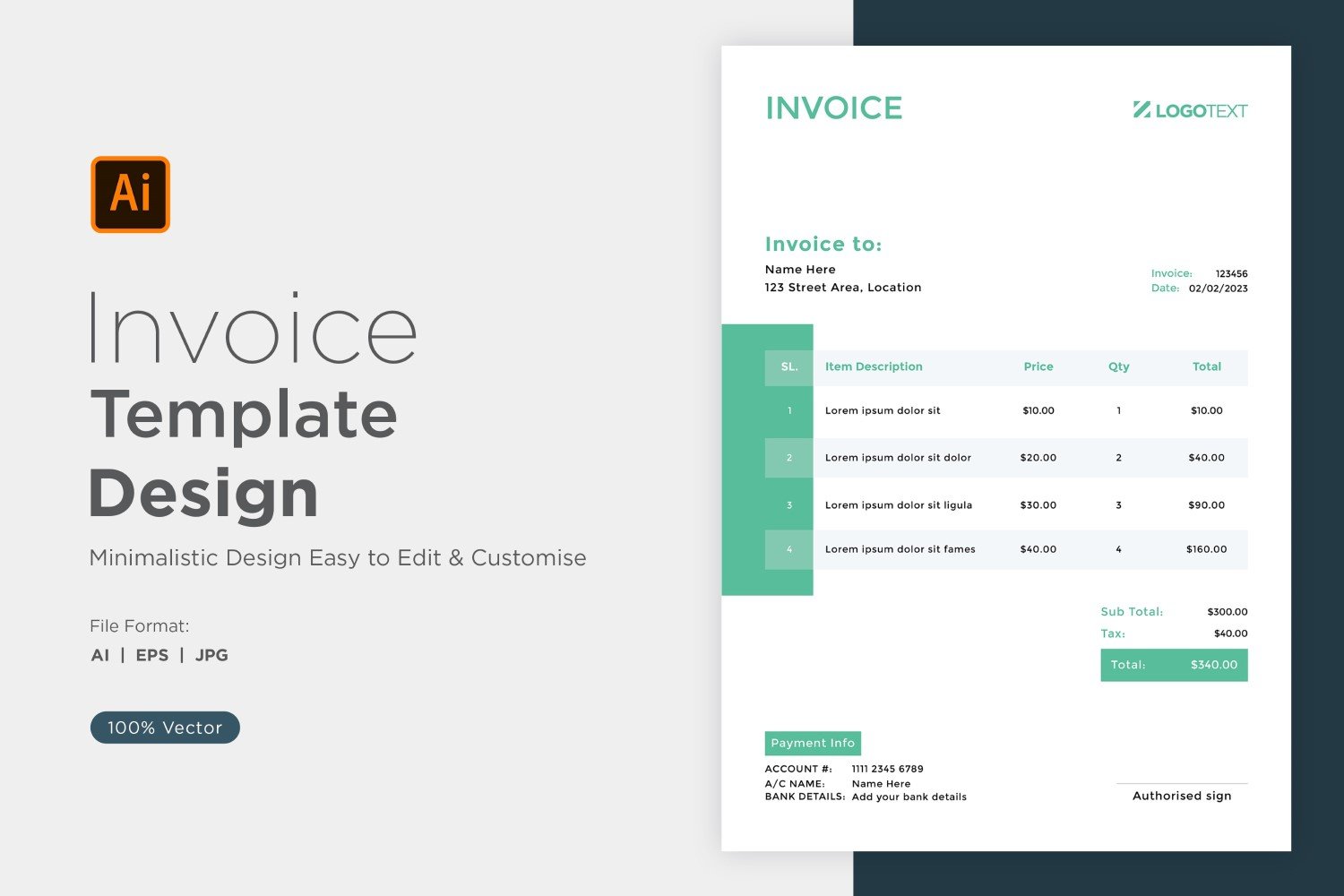 Template #320873 Invoice Design Webdesign Template - Logo template Preview