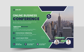 Abstract online business conference invitation banner or live webinar event flyer template