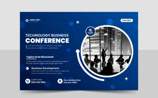 Business technology conference webinar flyer template and event banner invitation layout design