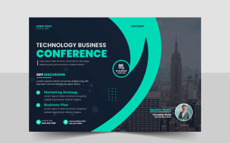 Business technology conference webinar flyer template and event invitation banner design