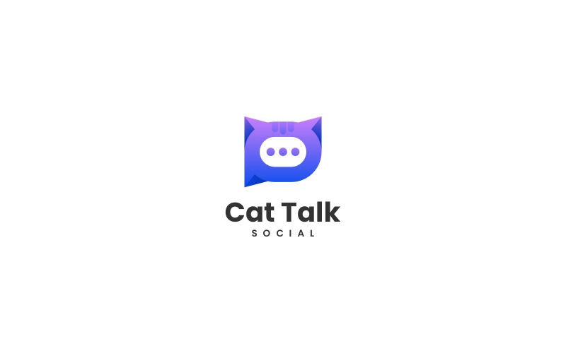 Cat Talk Gradient Logo Style Logo Template