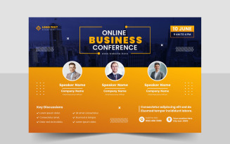 Corporate business conference event flyer or live webinar horizontal invitation banner template