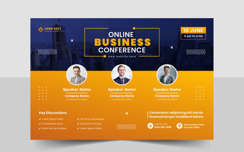 Corporate business conference event flyer or live webinar horizontal invitation banner template Corporate Identity