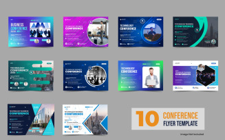 Corporate business conference flyer template bundle or technology conference social media banner