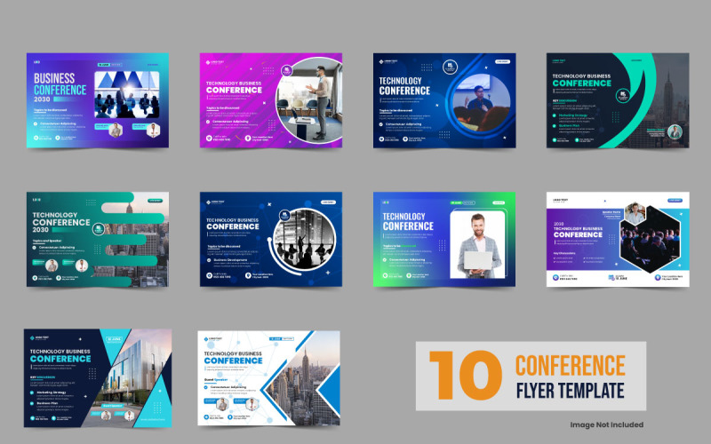 Corporate business conference flyer template bundle or technology conference social media banner Corporate Identity