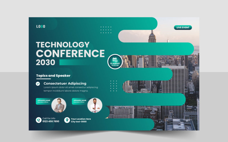 Creative technology conference webinar flyer template. event invitation banner layout Corporate Identity