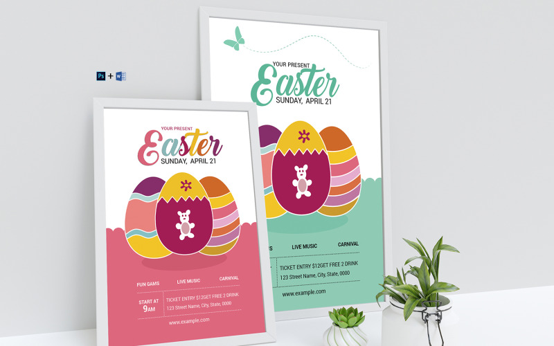 Easter Party Invitation Flyer Printable Template Corporate Identity