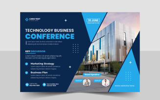 Technology conference webinar flyer template and business event invitation banner