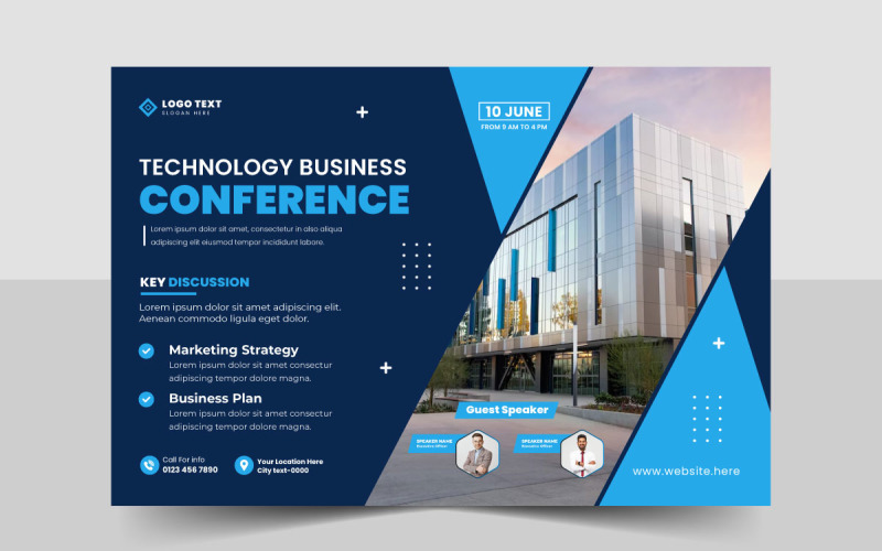 Technology conference webinar flyer template and business event invitation banner Corporate Identity