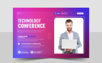 Technology conference webinar flyer template and Corporate online event invitation banner layout