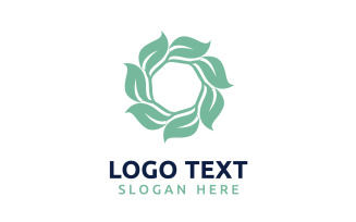 Leaf Circle flower logo symbol or design your logo Brand v11