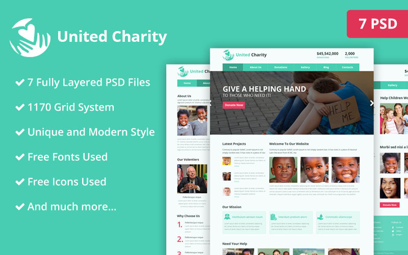 Charity PSD Website Template PSD Template