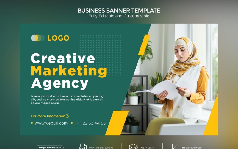 Creative Marketing Agency Business Banner Design Template 04 Social Media