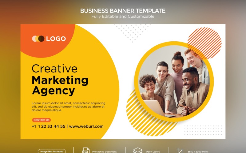Creative Marketing Agency Business Banner Design Template 07 Social Media