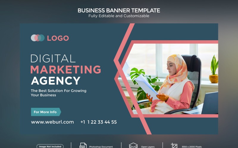 Creative Marketing Agency Business Banner Design Template . Social Media