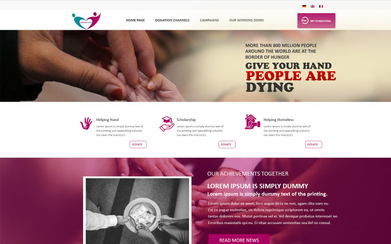 GM-Association, foundation and donation psd template PSD Template