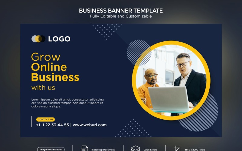 Grow your Online Business Banner Design Template 01 Social Media