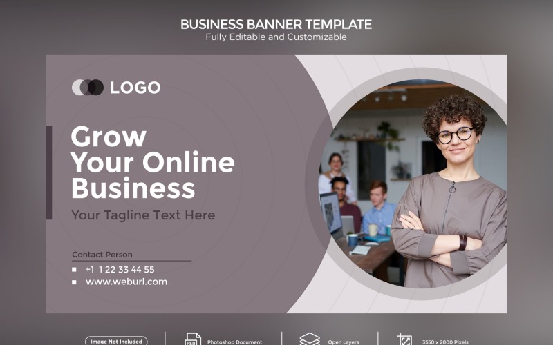 Grow your Online Business Banner Design Template 04 Social Media