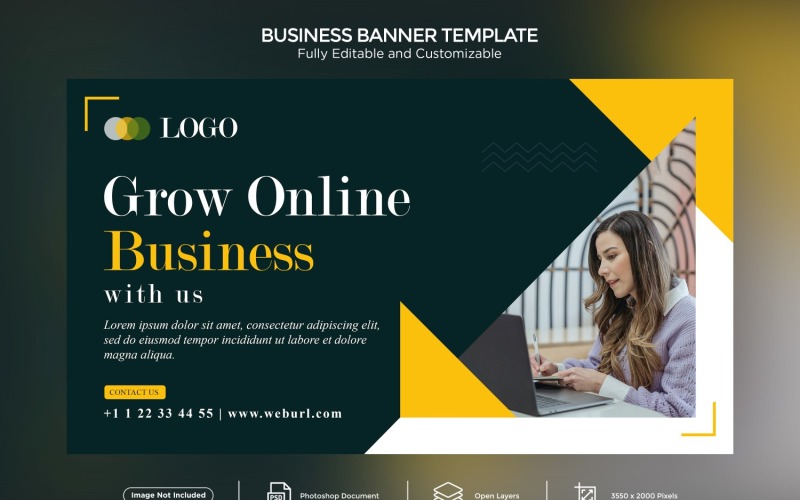 Grow your Online Business Banner Design Template 06 Social Media