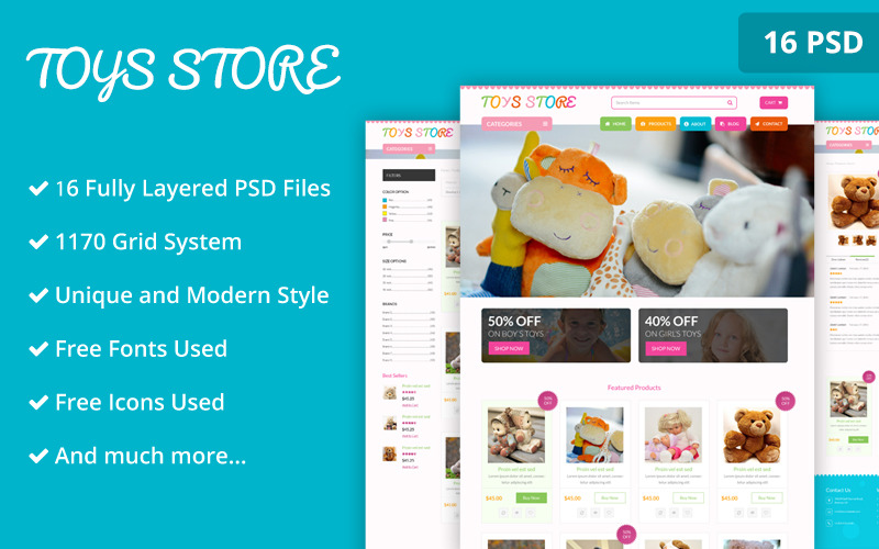 Toy Store PSD Website Template PSD Template