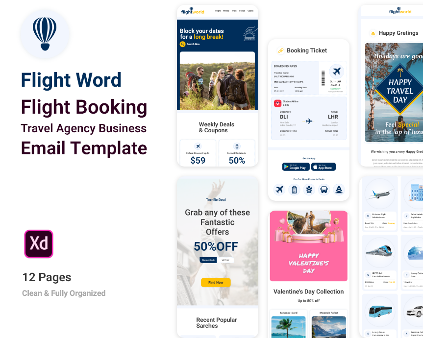 Flight Word- Flight Booking Travel Agency Business Email Template