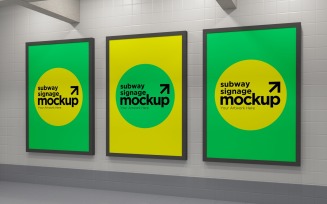 Subway Three Sign Mockup 21