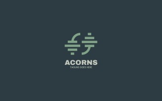 Acorn Line Art Logo Style