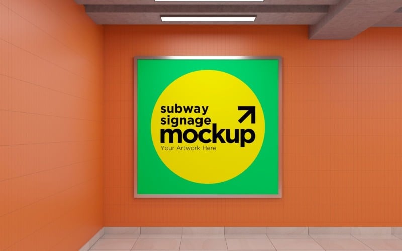 Subway Signage Square Mockup Product Mockup