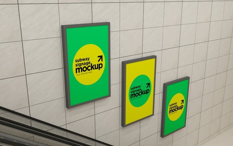 Subway Three Sign Mockup 12 Product Mockup