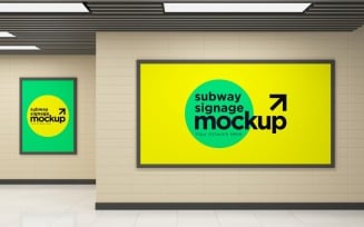 Subway Two Signage Horizontal and vertical Mockup 02