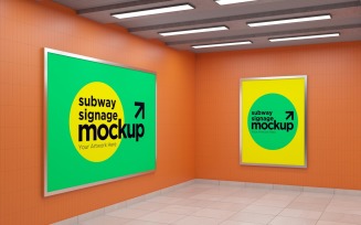 Subway Two Signage Horizontal And Vertical Mockup