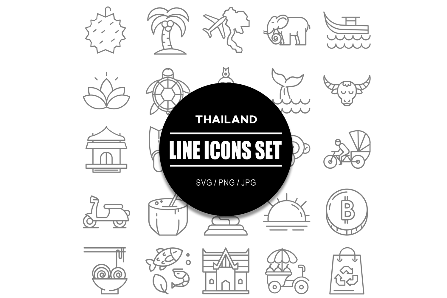Thailand Icon Set Bundle Travel Asia Icons