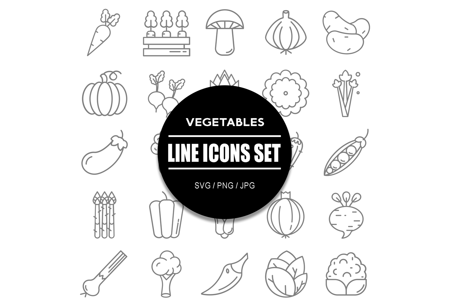Vegetables Icon Set Bundle