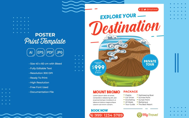 Holiday Travel Poster #06 Print Template Vector Graphic