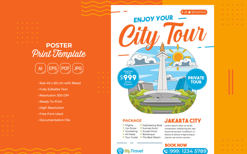 Holiday Travel Poster #07 Print Template Vector Graphic