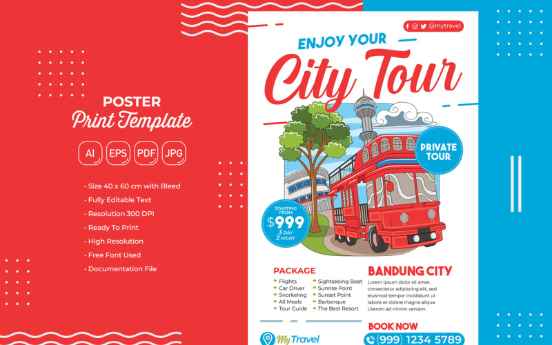 Holiday Travel Poster #09 Print Template Vector Graphic