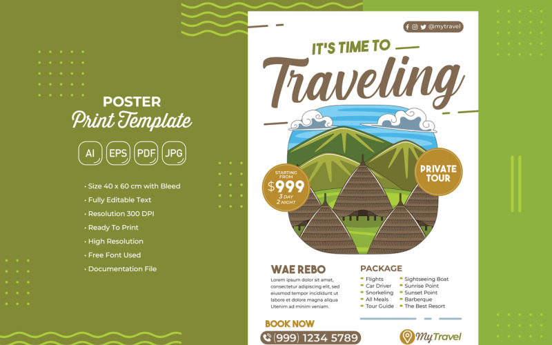Holiday Travel Poster #10 Print Template Vector Graphic