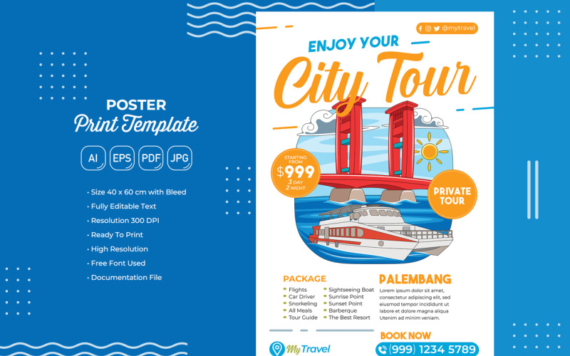 Holiday Travel Poster #11 Print Template Vector Graphic