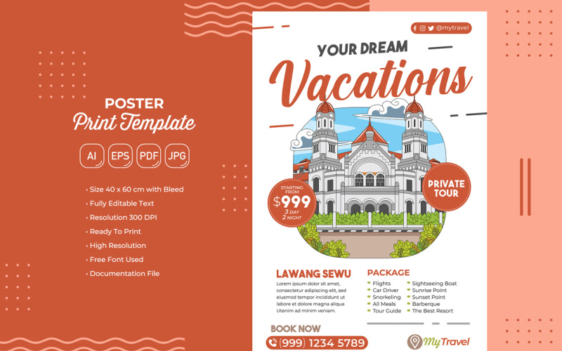 Holiday Travel Poster #14 Print Template Vector Graphic