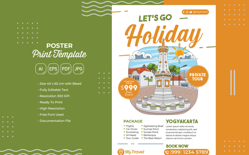 Holiday Travel Poster #15 Print Template Vector Graphic