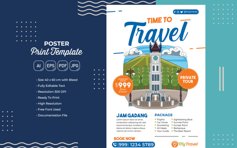 Holiday Travel Poster #16 Print Template Vector Graphic