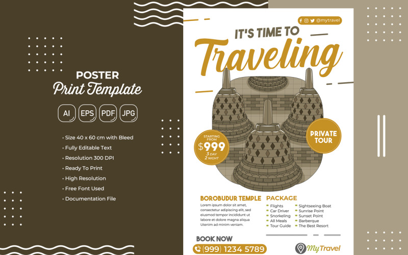 Holiday Travel Poster #20 Print Template Vector Graphic