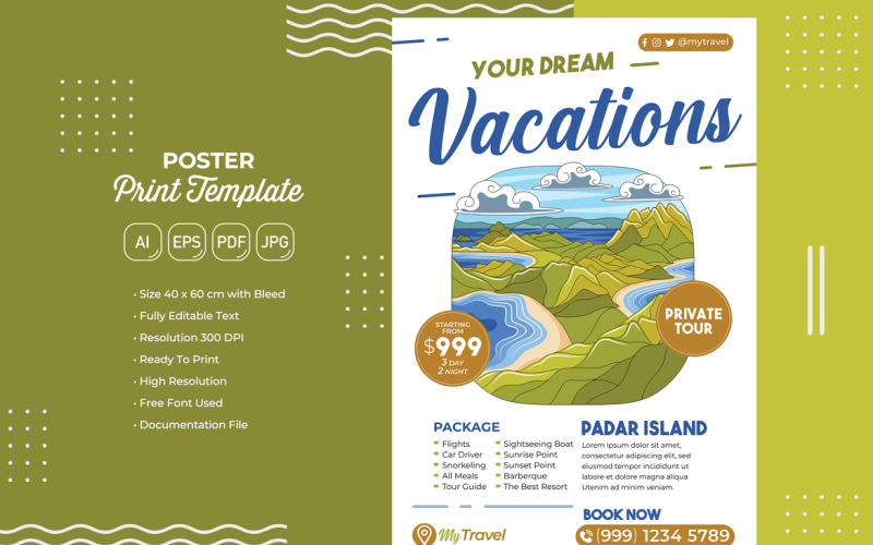Holiday Travel Poster #22 Print Template Vector Graphic