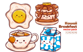 Kawaii Breakfast Vector Pack #02