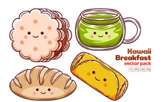 Kawaii Breakfast Vector Pack #04