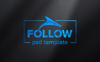 A blue logo for a psd mockup design template