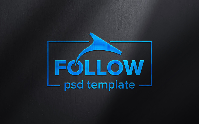 A blue logo for a psd mockup design template Product Mockup
