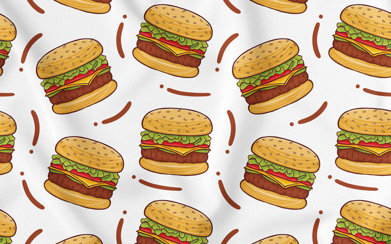 Burger Seamless Pattern (Fast Food)